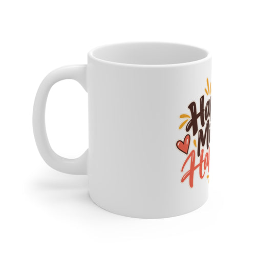 Happy Mindset Happy Life Ceramic Mug, 11 oz