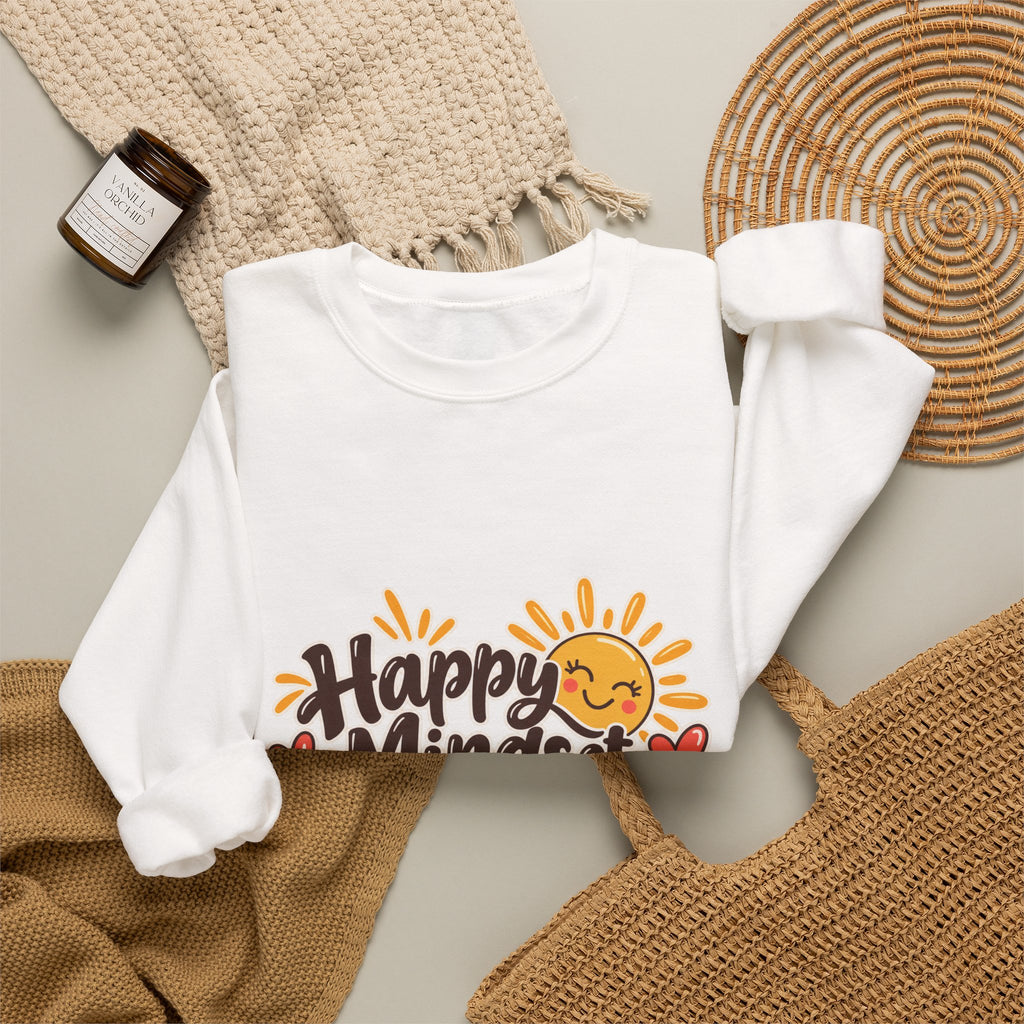 Happy Mindset Happy Life Sweatshirt | Positive Inspirational Crewneck