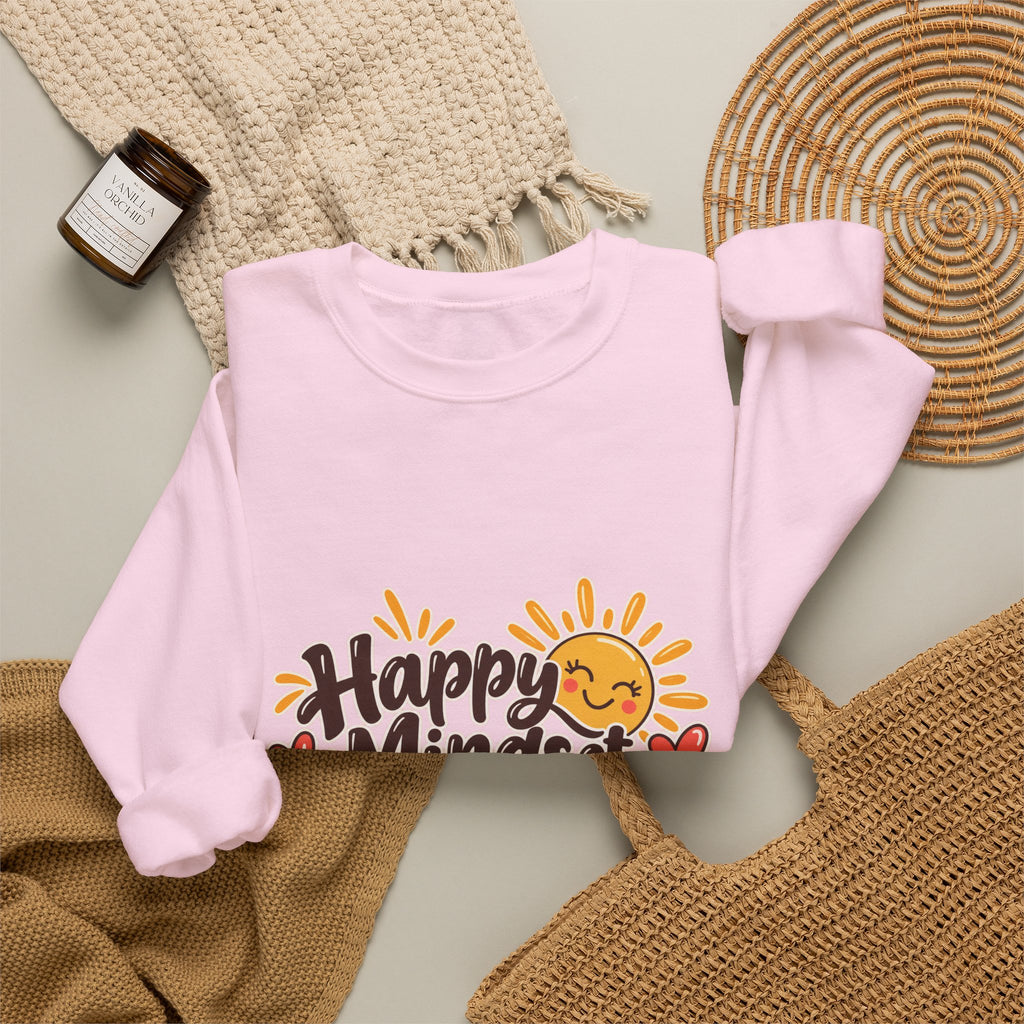 Happy Mindset Happy Life Sweatshirt | Positive Inspirational Crewneck